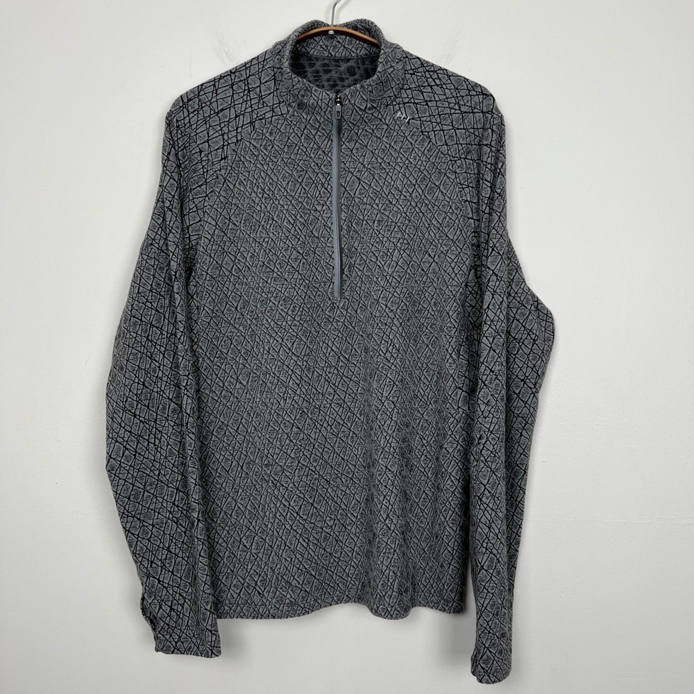 Lululemon Men's M Surge Warm Grey Geometric Grid Quarter Zip Pullover Sweatshirt - Picture 9 of 9